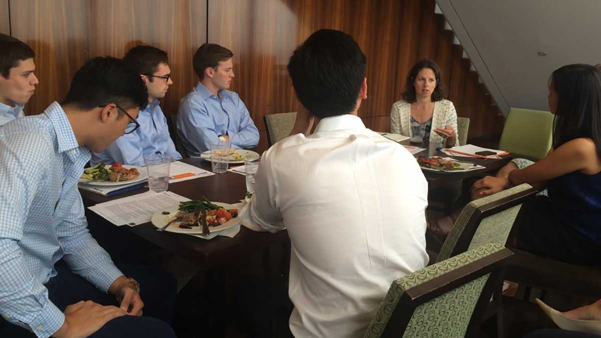 Wealth GPT employees join New Profit Managing Partner Kim Syman for roundtable discussion